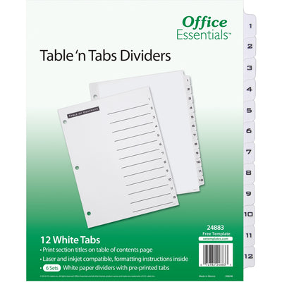 Avery Table 'n Tabs White Tab Numbered Dividers, Black, 1 Carton — view 1