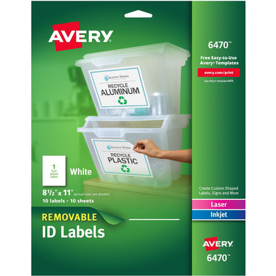Avery Removable I.D. Laser/Inkjet Labels, White, 1 Carton — view 1
