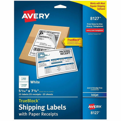 Avery TrueBlock Paper Receipt Shipping Labels, White, 1 Carton — view 1
