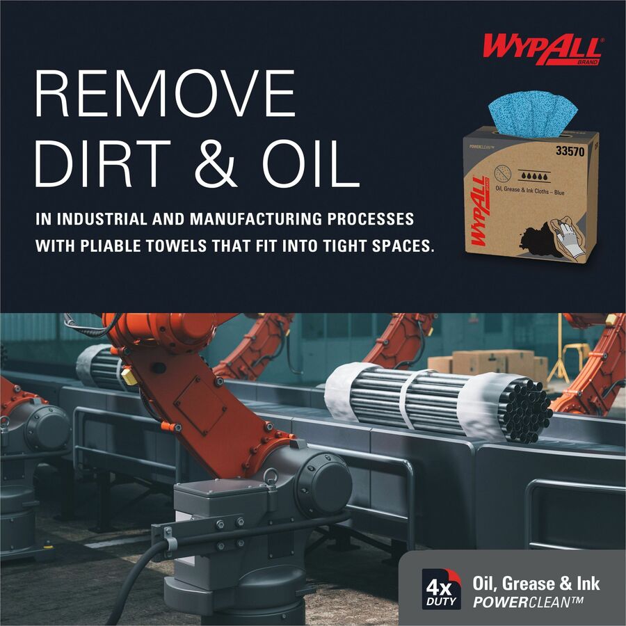 Wypall Oil, Grease & Ink Cloths, White, Scratch Resistant, 1 Carton, KCC33570