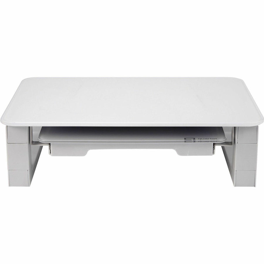 Quartet Monitor Riser with Glass Dry-Erase Board Desktop, 10" x 5", White, Accessory Tray, QRTQ090GMRW01