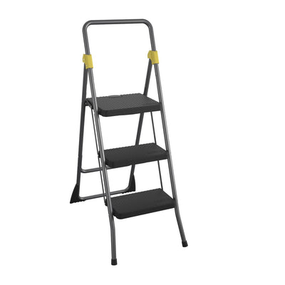 Dorel Cosco Steel 3-Step Folding Step Stool, Gray Orange, CSC11839GGO