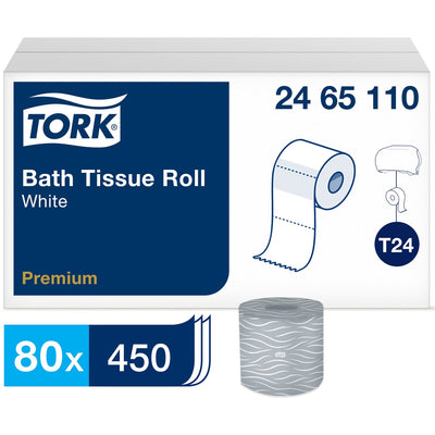 Essity Hygiene and Health AB TORK Premium Bath Tissue Roll, 2-Ply, White, 80 / Carton, TRK2465110