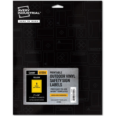 Avery Adhesive Printable Vinyl Signs, Yellow, 1 Pack, AVE61554