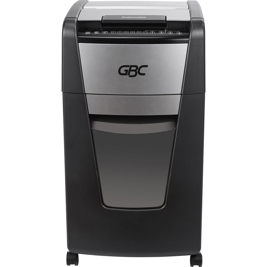 GBC AutoFeed+ Office Shredder, 300X, Super Cross-Cut, 300 Sheets, 17" x 29", Black, Wheel, GBCWSM1757608
