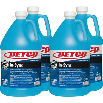 Betco Simplicity In-Sync Dishwashing Liquid, Blue, 4 / Carton, BET18510400CT