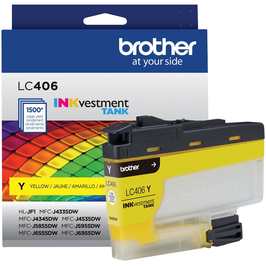 Brother INKvestment LC406Y Original Standard Yield Inkjet Ink Cartridge - Single Pack - Yellow -, 20EA/CT — view 1