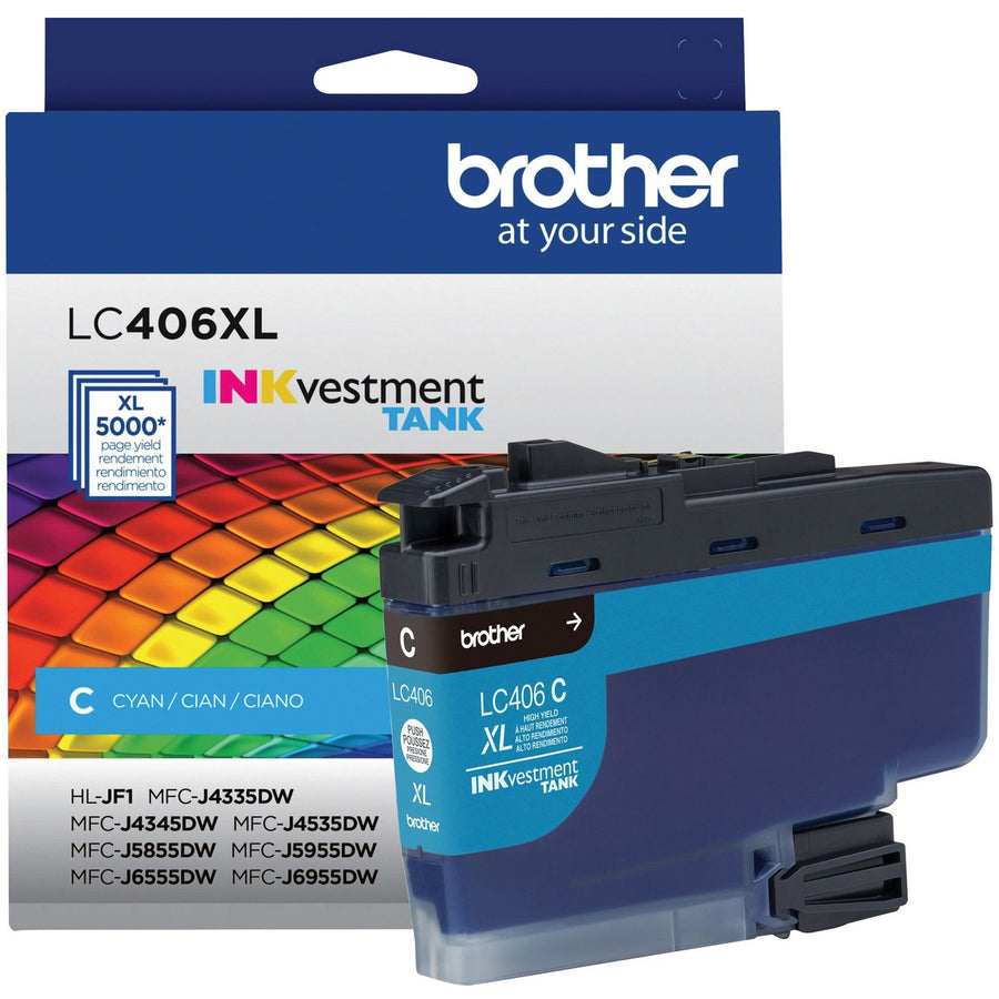 Brother INKvestment LC406XLC Original High Yield Inkjet Ink Cartridge - Single Pack - Cyan -, 20EA/CT — view 1