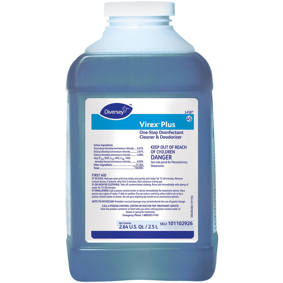Diversey Virex Plus Disinfectant Cleaner, Blue, Deodorize, 2 / Carton, DVO101102926