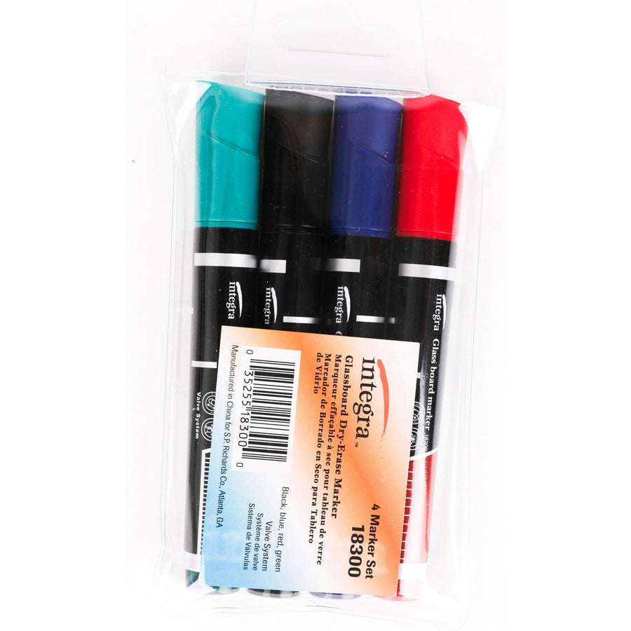 Integra Dry-Erase Markers, Assorted, Cap, 4 / Pack, ITA18300