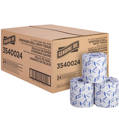Genuine Joe 2-ply Bath Tissue Rolls, White, 24 / Carton, GJO3540024