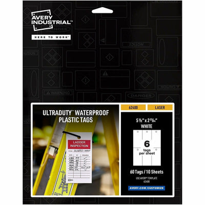 Avery UltraDuty Plastic Tags, 5.5" x 2.83", White ), Matte White, 1 Pack — view 1