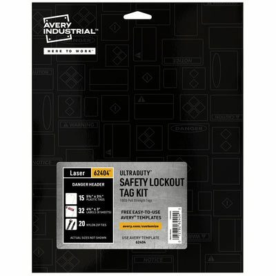 Avery UltraDuty Hazard Warning Tag Kit, White, 1 Pack, AVE62404