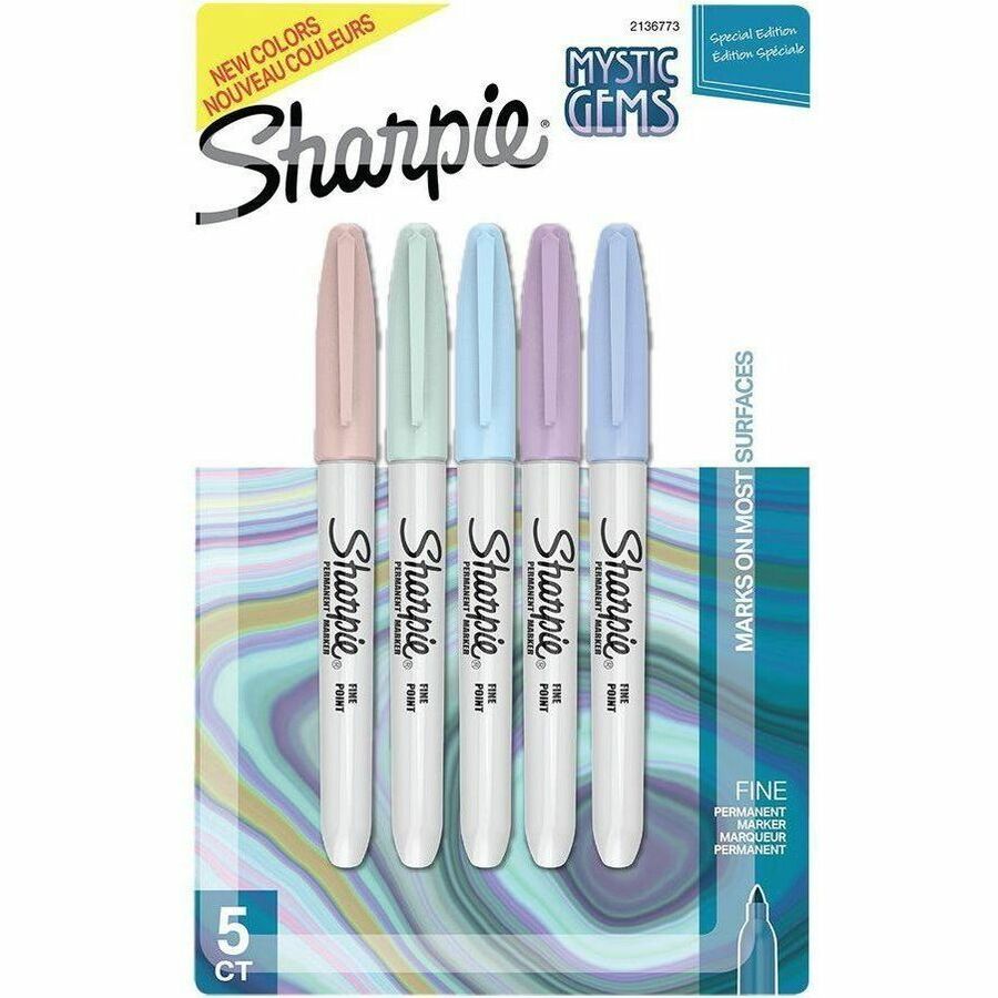 Sharpie Mystic Gems Permanent Markers, Assorted, Soft, 5 / Pack, SAN2136773