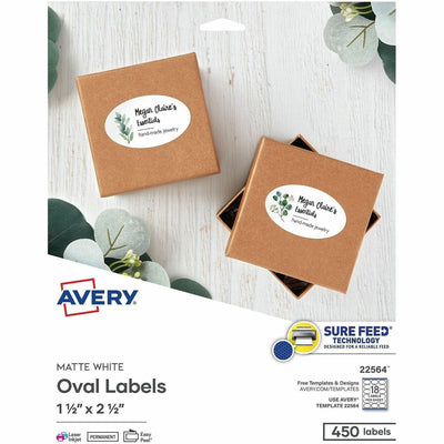 Avery Printable Oval Labels, 1.5" x 2.5", White, 450 Labels ), 450 / Pack — view 1