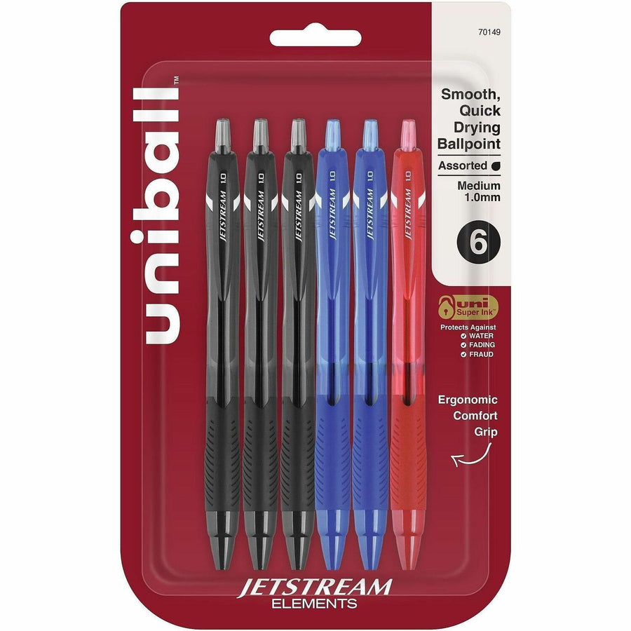 uniball™ Jetstream Elements Ballpoint Pen, 0.50" x 5.50", Low Viscosity, 6 / Pack, UBC70149