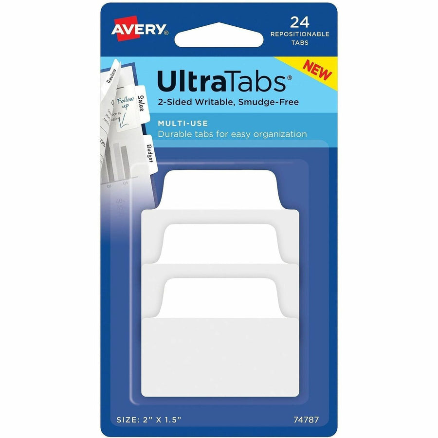 Avery Ultra Tabs Repositionable Multi-Use Tabs, White, 24 / Pack — view 1