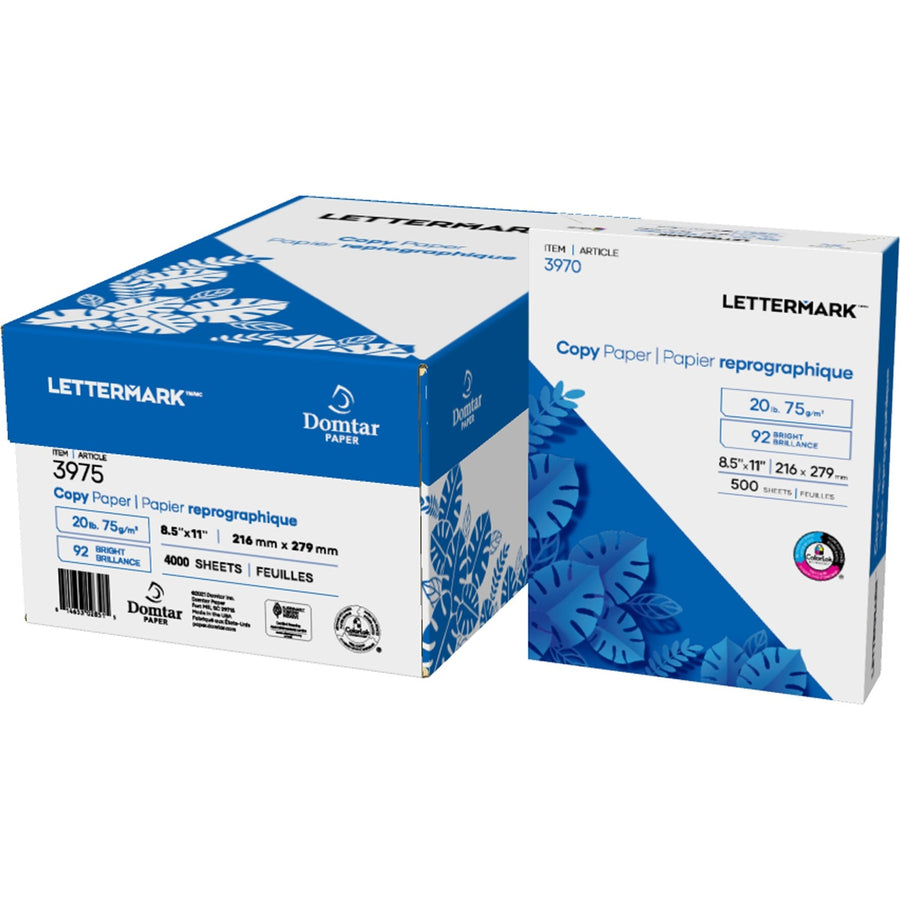 Lettermark Copy Paper - White, 20 lb, Non-yellowing, 8 / Carton, DMR3975