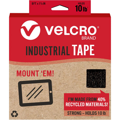 VELCRO® Eco Collection Adhesive Backed Tape, Black, 1.88", 8 ft, Hook & Loop Fastener, VEK30190