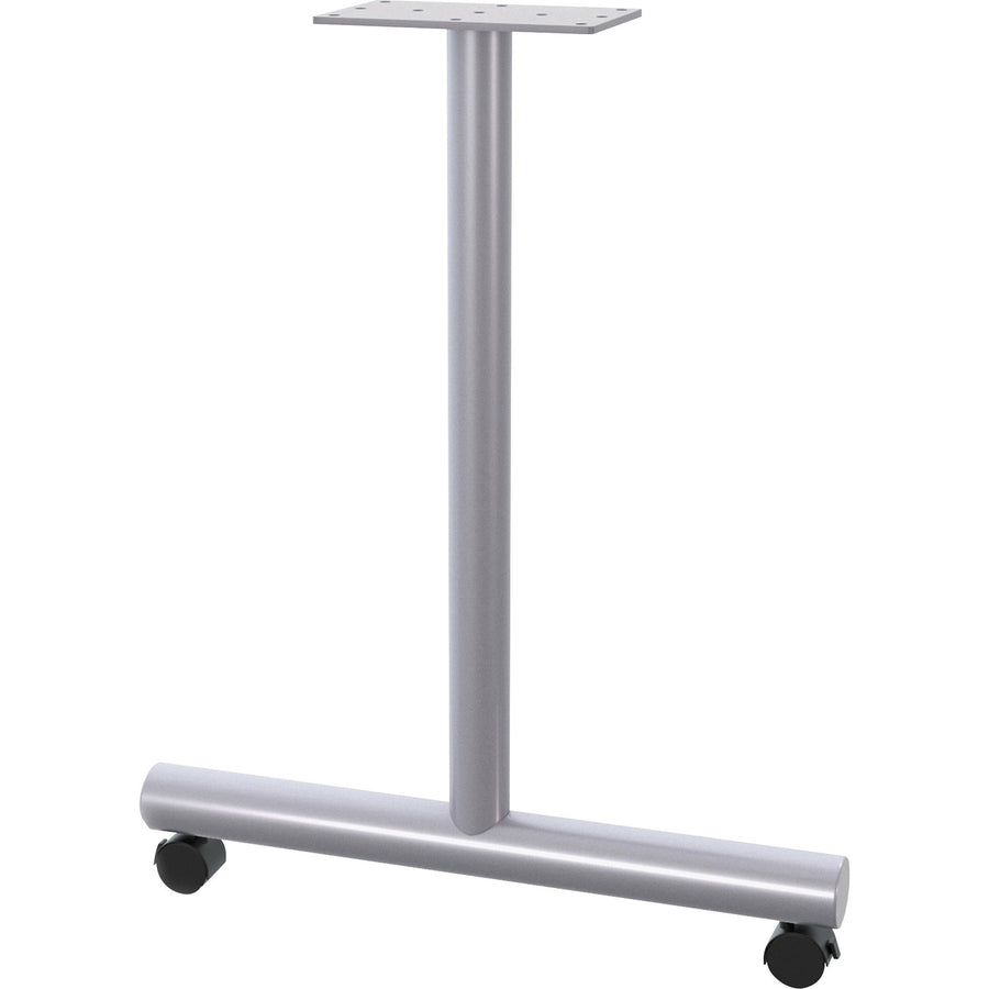 Lorell Tabletop Wheeled T-Leg Base, Relevance, 2" Diameter - Caster, Tubular Steel, Lockable, 2 / Set, LLR60610