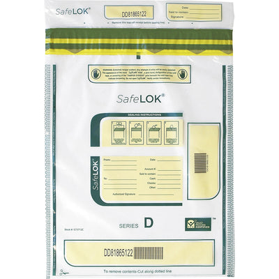 CONTROLTEK SafeLOK Tamper-Evident Deposit Bags, Clear, 100 / Pack, CNK585093