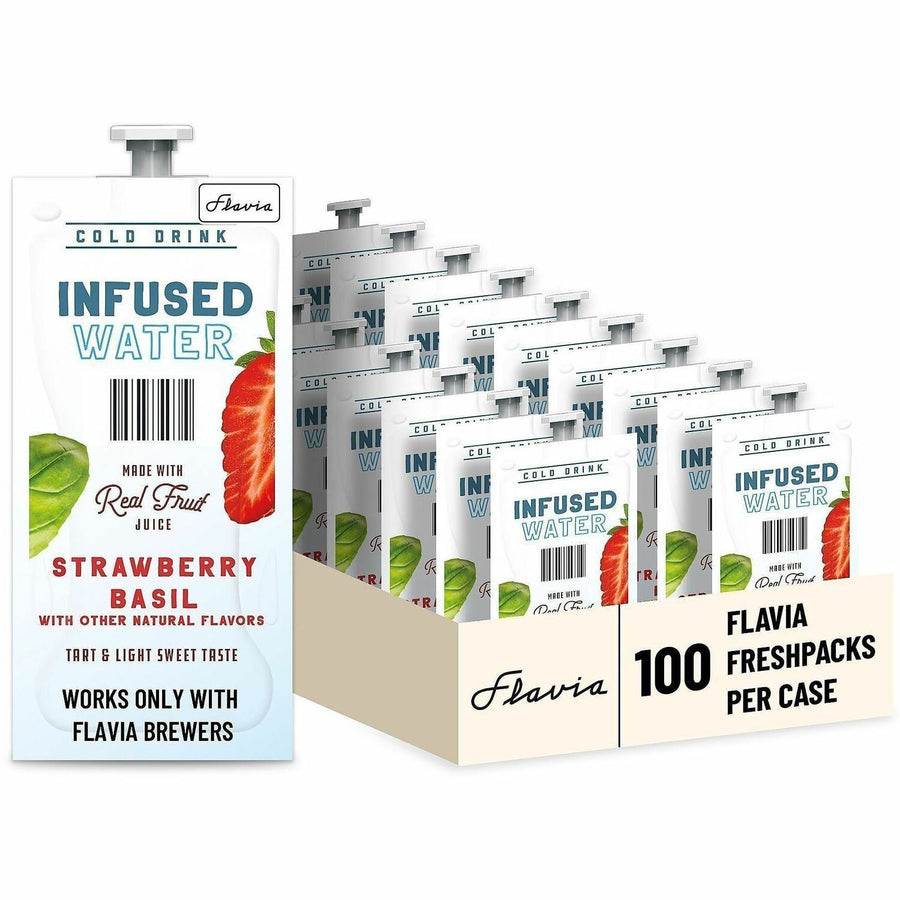 Flavia Strawberry Basil Infused Water, 100 / Carton, LAV48053