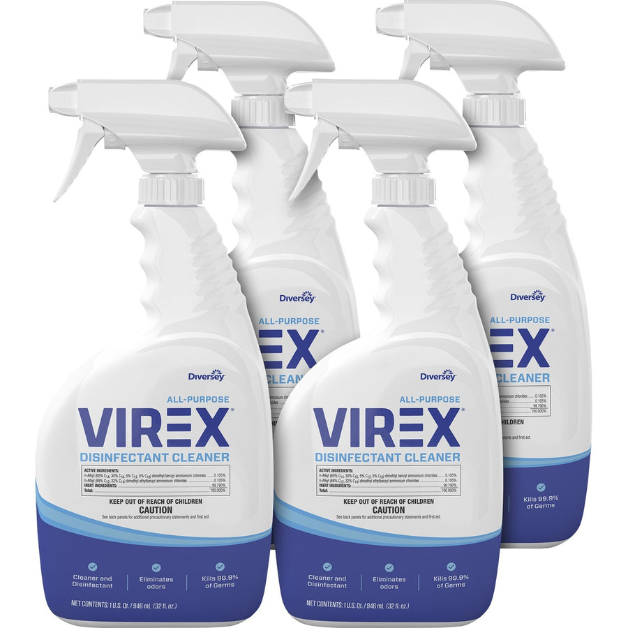 Diversey All-Purpose Virex Disinfectant Cleaner, Clear, Odor Neutralizer, 4 / Carton, DVOCBD540540