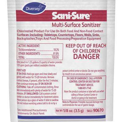 Diversey Sani-Sure Multi-Surface Sanitizer, Yellow, 100 / Carton, DVO90670