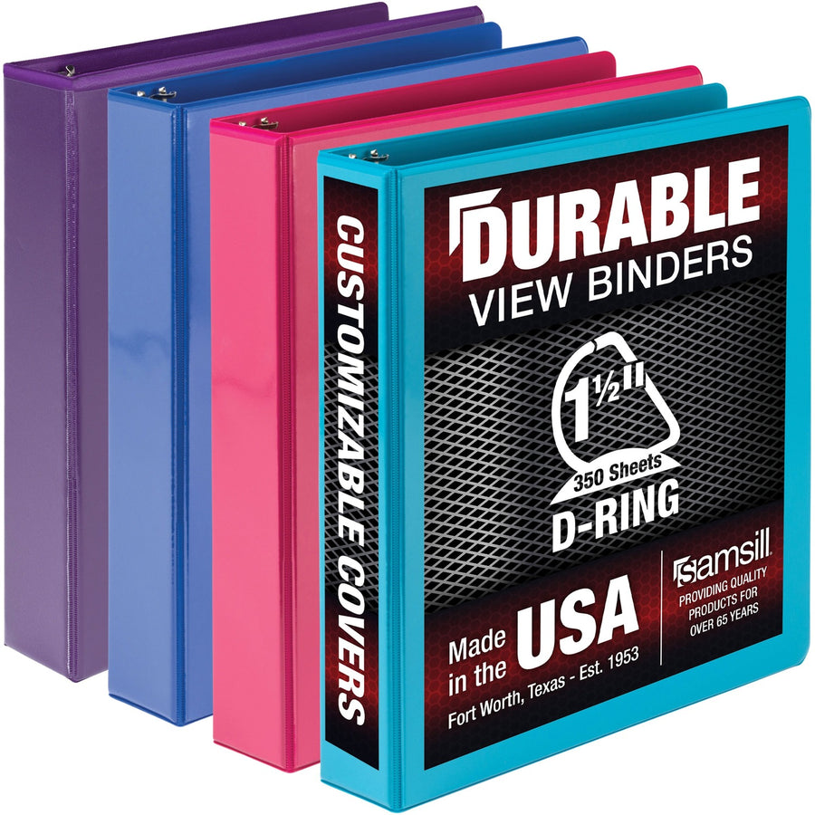 Samsill Durable View Binders, Assorted, Polypropylene, 350, 4 / Pack, SAMMP46459
