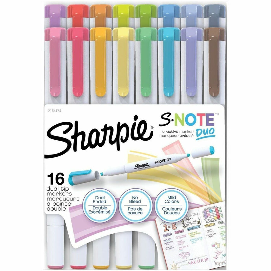 Sharpie S-Note Duo Dual-Tip Markers, Assorted, 16 / Pack, SAN2154174