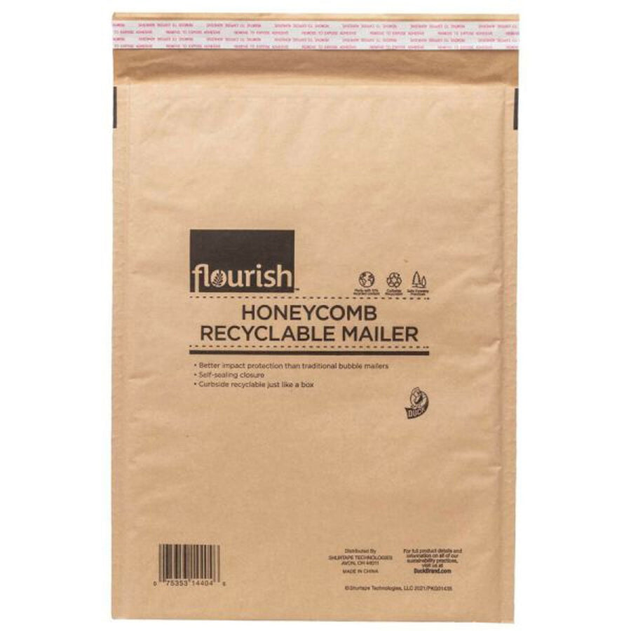 Duck Brand Flourish Honeycomb Recyclable Mailers, Brown, Tear Proof, 20 / Carton, DUC287433