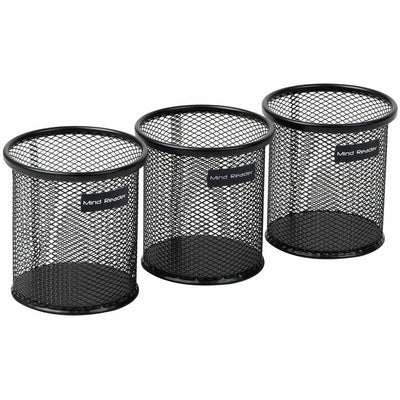 Mind Reader Multi-Purpose Desk Organizer Set, Black, 3 / Pack, EMSCLIPMESH3BLK