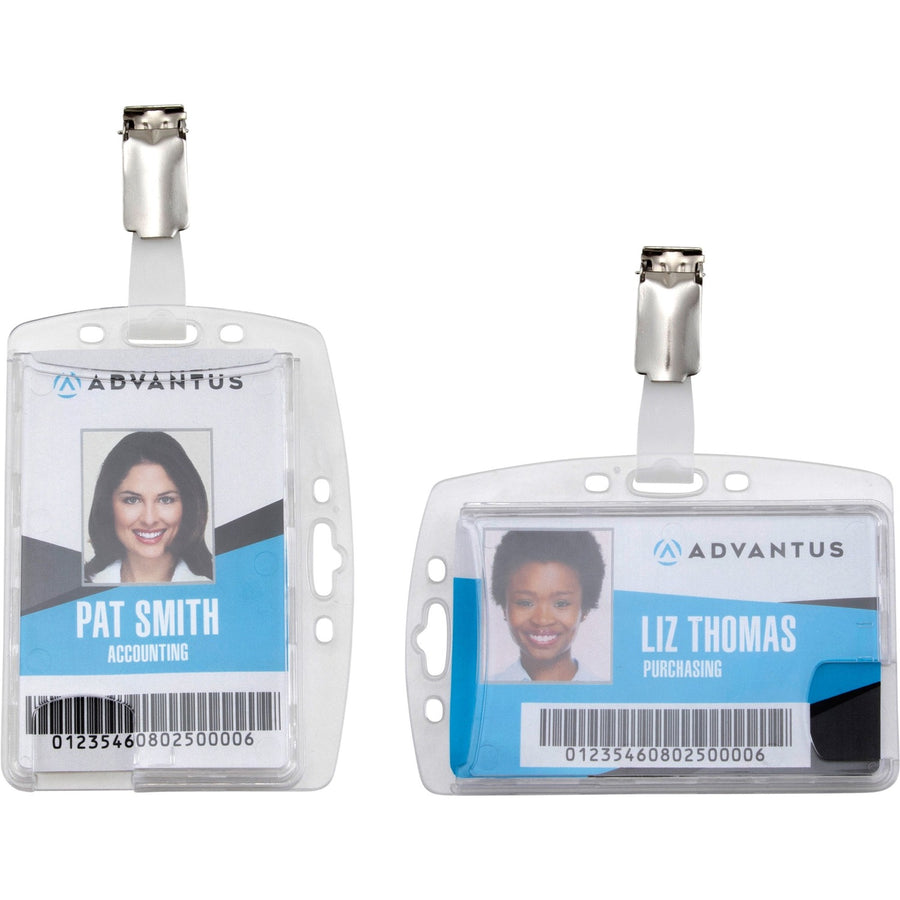 Advantus Plastic ID Card Holders, Clear, Rotating Clip, 25 / Pack, AVT76130