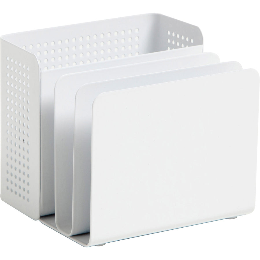 U Brands Modern Perforated Metal Sorter Cup, 4.40" x 3.90", White, Durable, UBR5990U0106
