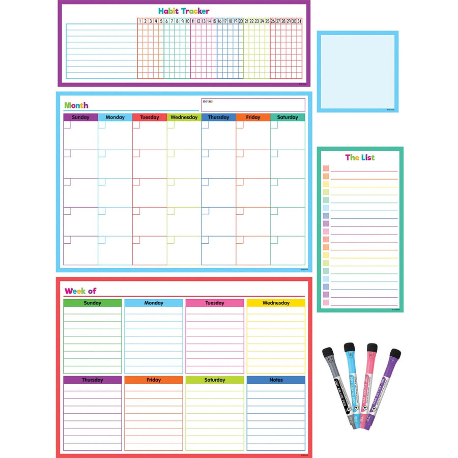 Teacher Created Resources Dry-Erase Task Calendar Set, Assorted, 1 / Pack, TCR77405