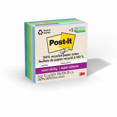 3M Post-it Super Sticky Adhesive Note, Assorted Oasis, 5 / Pack, MMM654R5SST