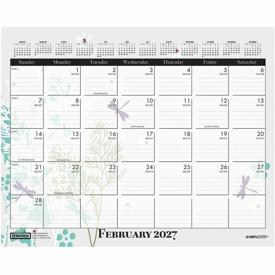 House of Doolittle Recycled Monthly Wall Calendar Wild Flower, Multi, 12", 6EA/PK 24PK/CT — view 1