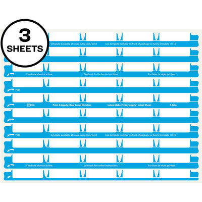 Avery 5 Tab Easy Print & Apply Clear Label Sheet Refills ), 30 / Pack — view 1