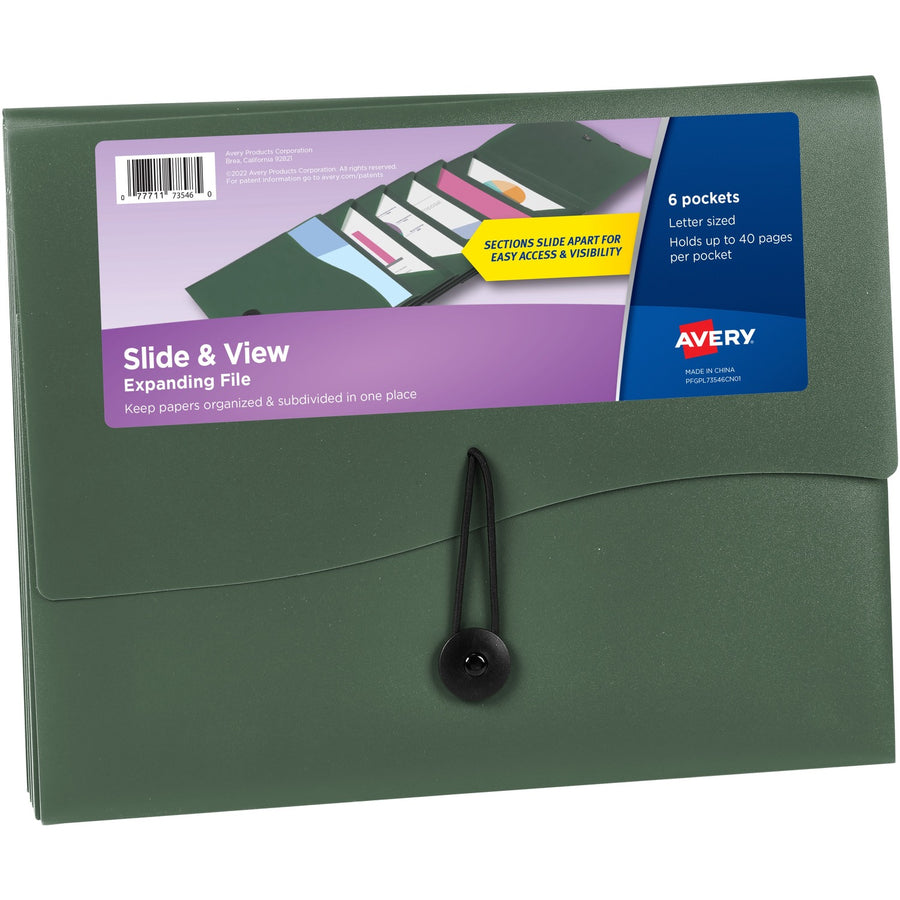 Avery Slide & View Letter Organizer Folder, Sage, 8 1/2" Width x 11" Length, 6EA/PK 4PK/CT — view 1