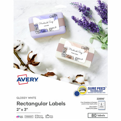 Avery Glossy White Labels, 2" x 3", 80 Labels ), Gloss White, 80 / Pack — view 1