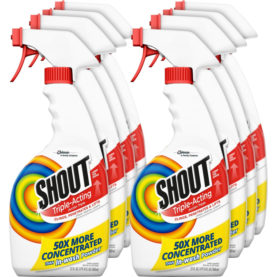Shout Laundry Stain Remover, Clear, Refillable, 8 / Carton, SJN356160CT