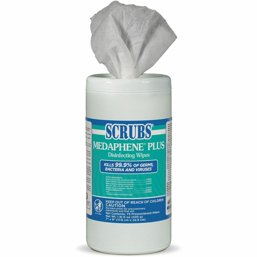 SCRUBS Medaphene Plus Disinfecting Wipes, Colorless, Bleach-free, 6 / Carton, ITW96365