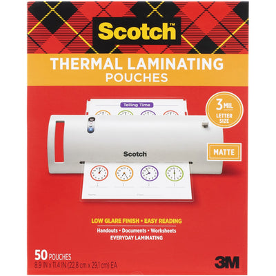 3M Scotch Laminating Pouch, Clear, 1 Pack, MMMTP385450M