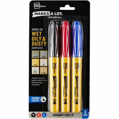Avery Marks A Lot UltraDuty Markers, Chisel Tip, 3 Assorted Markers (29864), 1 Pack, AVE29864