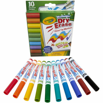 Crayola Washable Dura-Wedge Tip Dry-Erase Markers, 10 / Pack, CYO587733