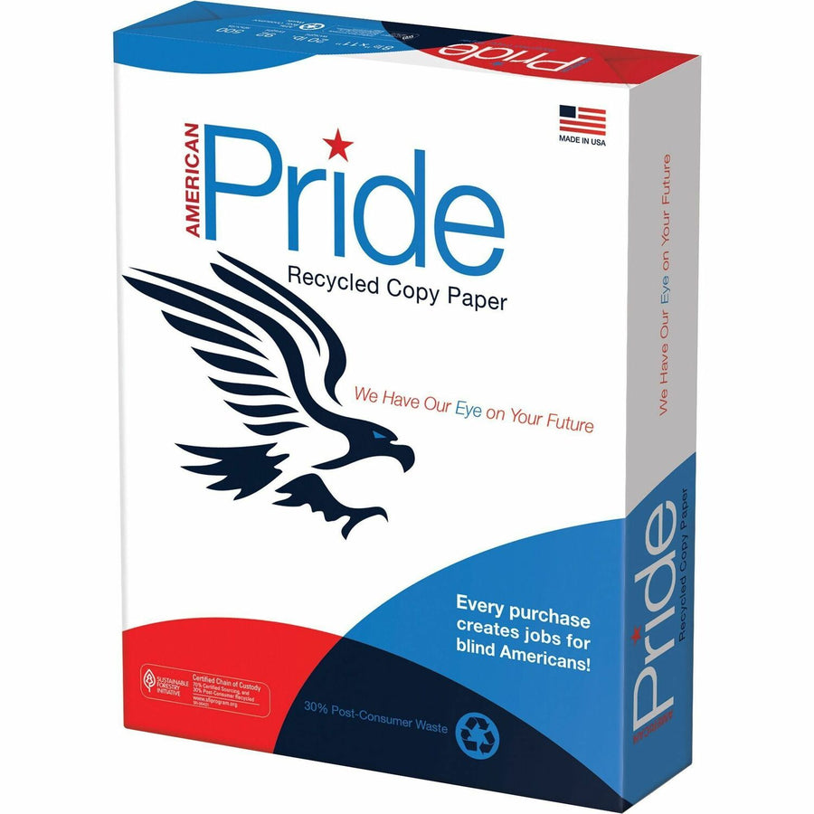 American Eagle Paper Mills Pride Recycled Copy Paper - White, 8 1/2" x 11", 10 / Carton — view 1