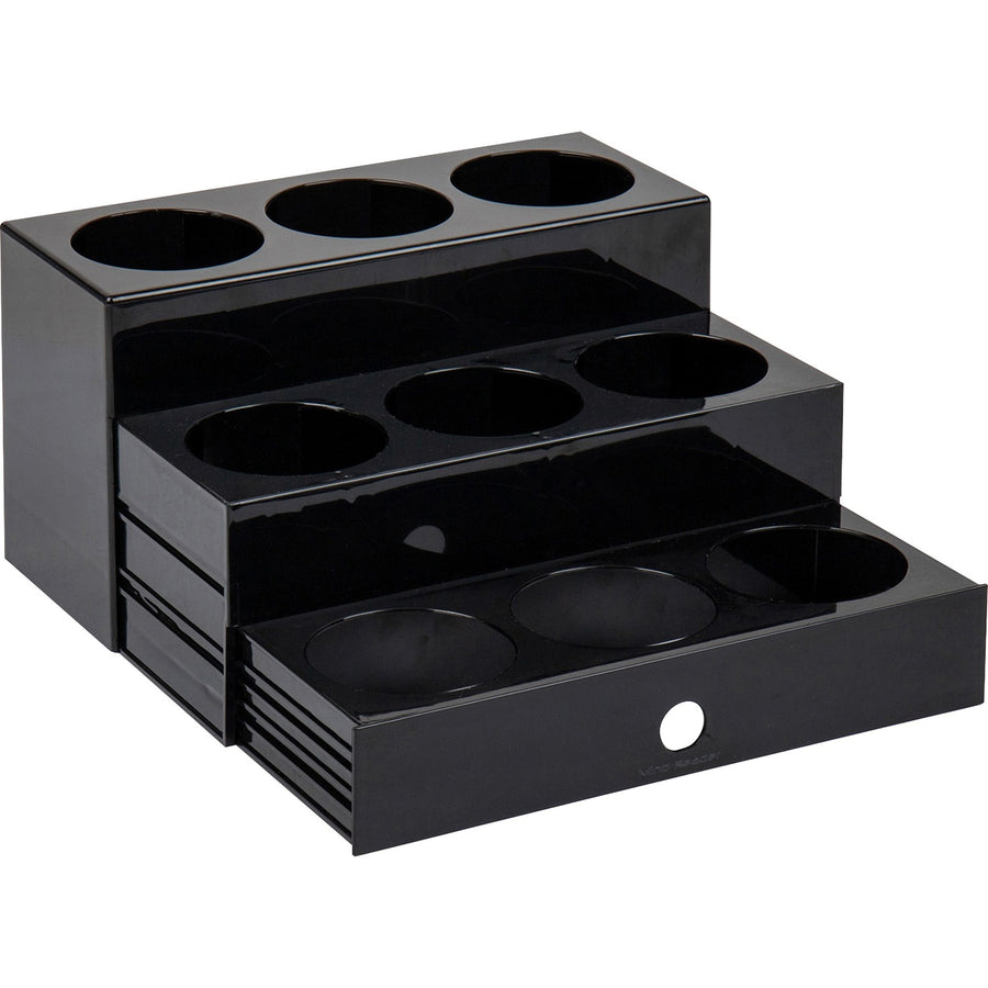 Mind Reader 9-Compartment Nested Syrup Bottle Holder, 5" x 7", Black, Sliding Tray, EMSSYRUPH9