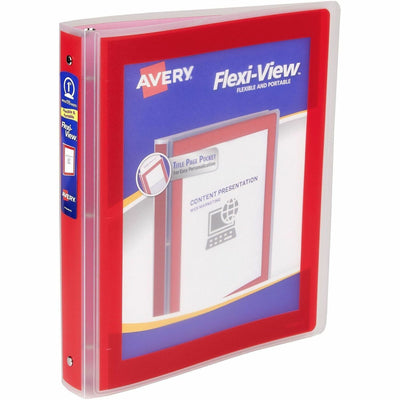 Avery Flexi-View 3 Ring Binder, 1 Inch Round Rings, 1 Red Binder, 8 1/2" Width x 11" Length, 12EA/CT — view 1