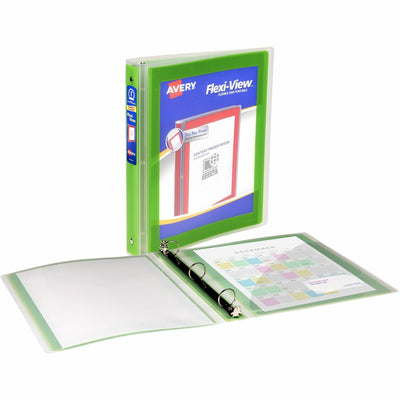 Avery Flexi-View 3 Ring Binder, 1 Inch Round Rings, 1 Chartreuse Green Binder, 8 1/2" Width x 11" Length, AVE17608