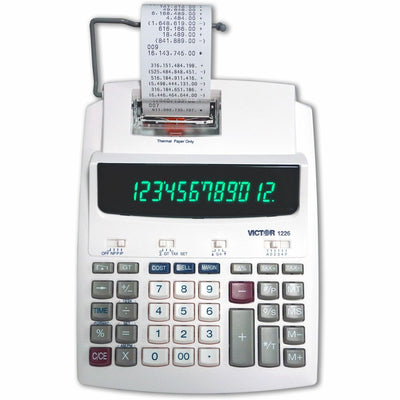 Victor 12-Digit Thermal Printing Calculator, White, VCT1226